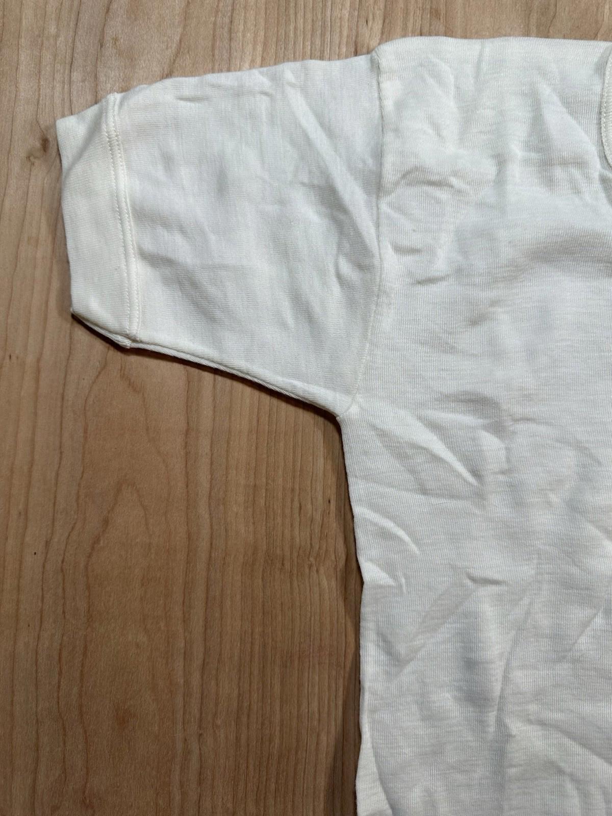 vintage 80's MAMABU wool blend SHORT SLEEVE UNDERSHIRT italian WHITE medium NEW