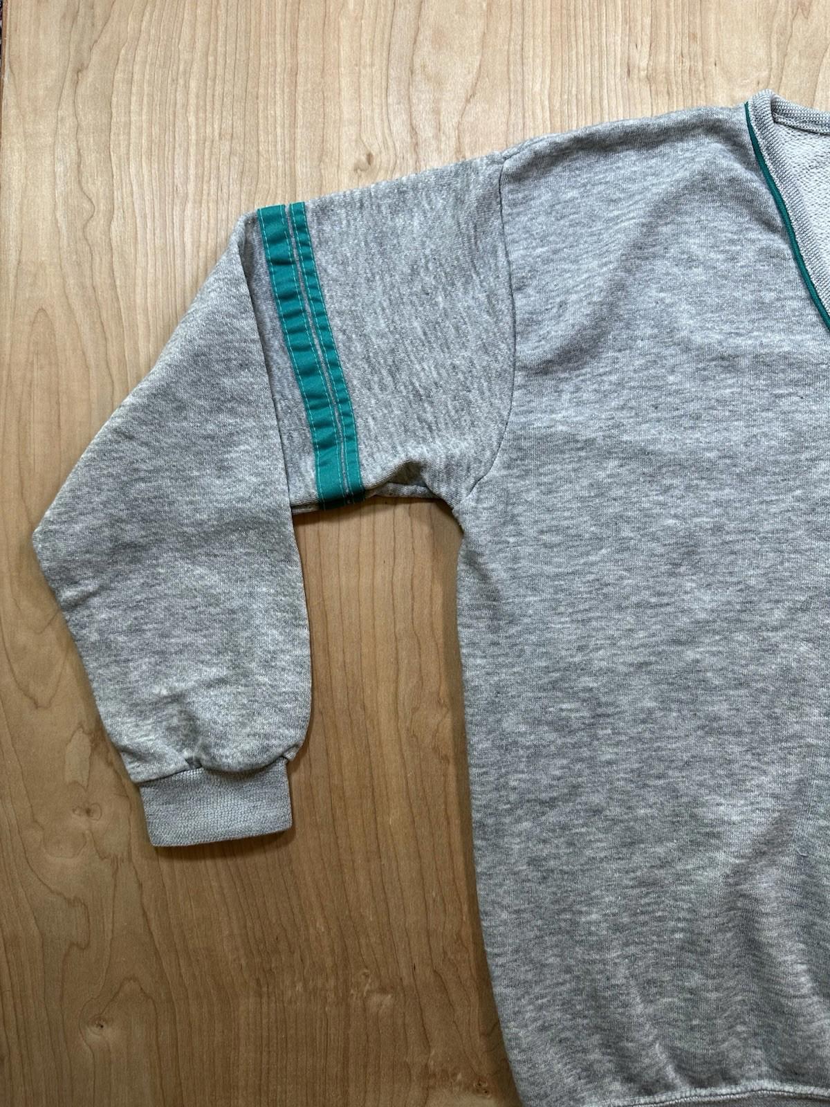 vintage 80's GAP V neck SWEATSHIRT jumper SPORTY STRIPES grey LARGE made in USA