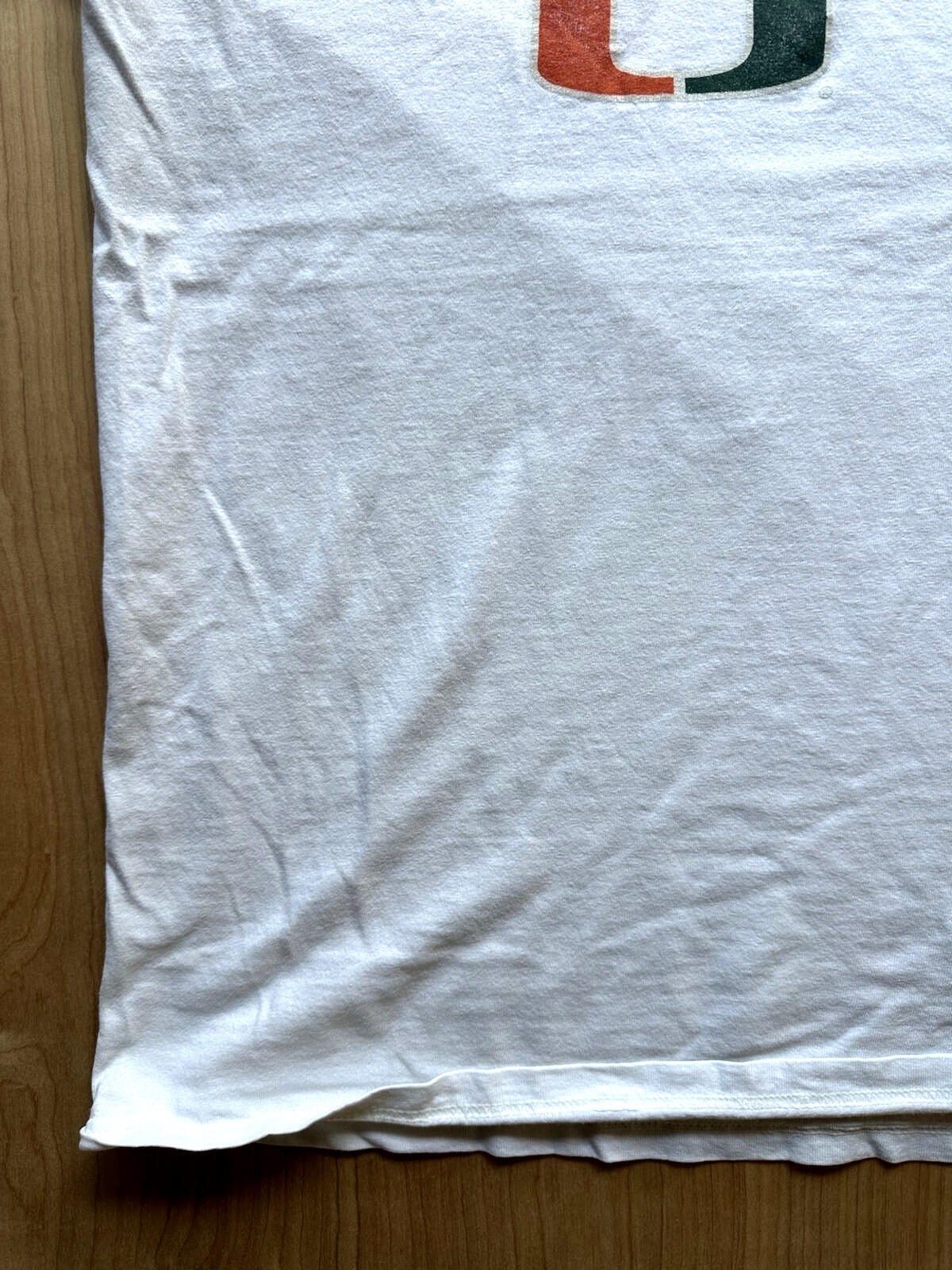 vintage UNIVERSITY OF MIAMI champion T SHIRT worn out FADED medium WHITE soft