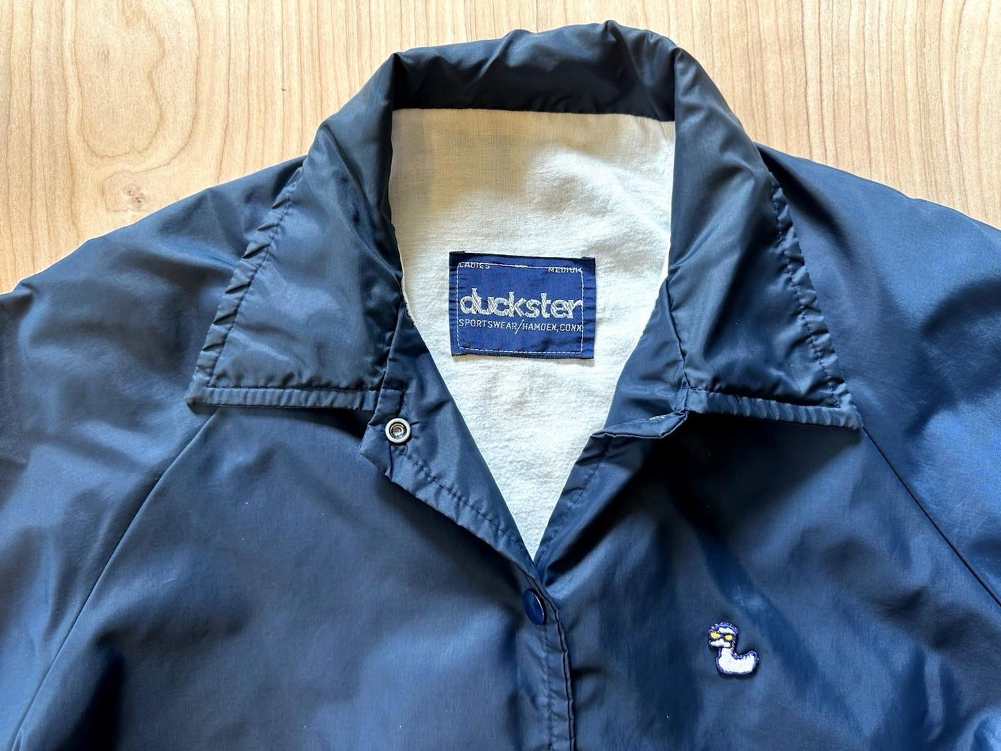 vintage 80's DUCKSTER womans WINDBREAKER preppy INDIE medium BLUE cute