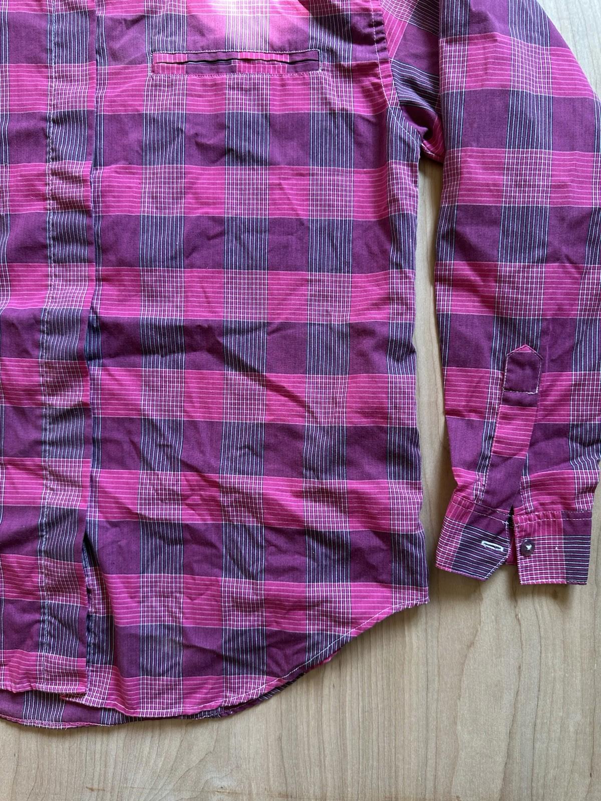 vintage 80's womans Blouse button up SHIRT pink NEW WAVE punk DISCO medium