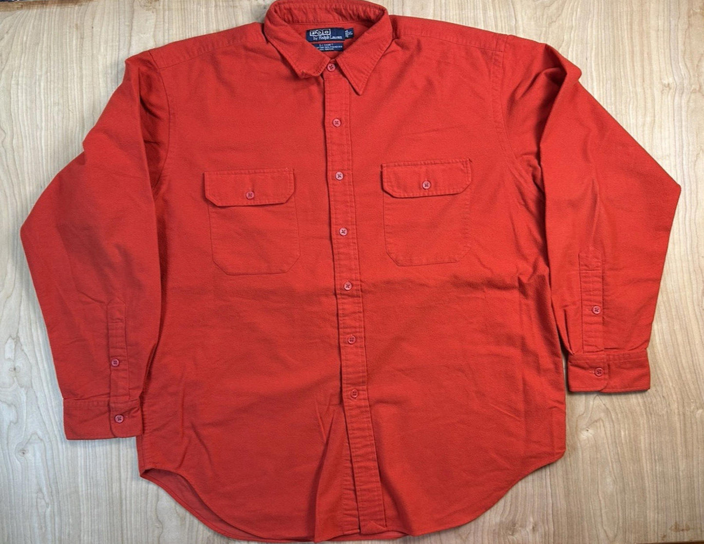vintage 90's RALPH LAUREN polo G.I. SHIRT button down RED xtra large PREPPY gorp