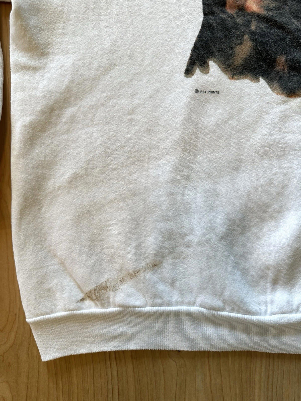 vintage 1990's paint splattered ROTTWEILER white SWEATSHIRT hanes USA indie