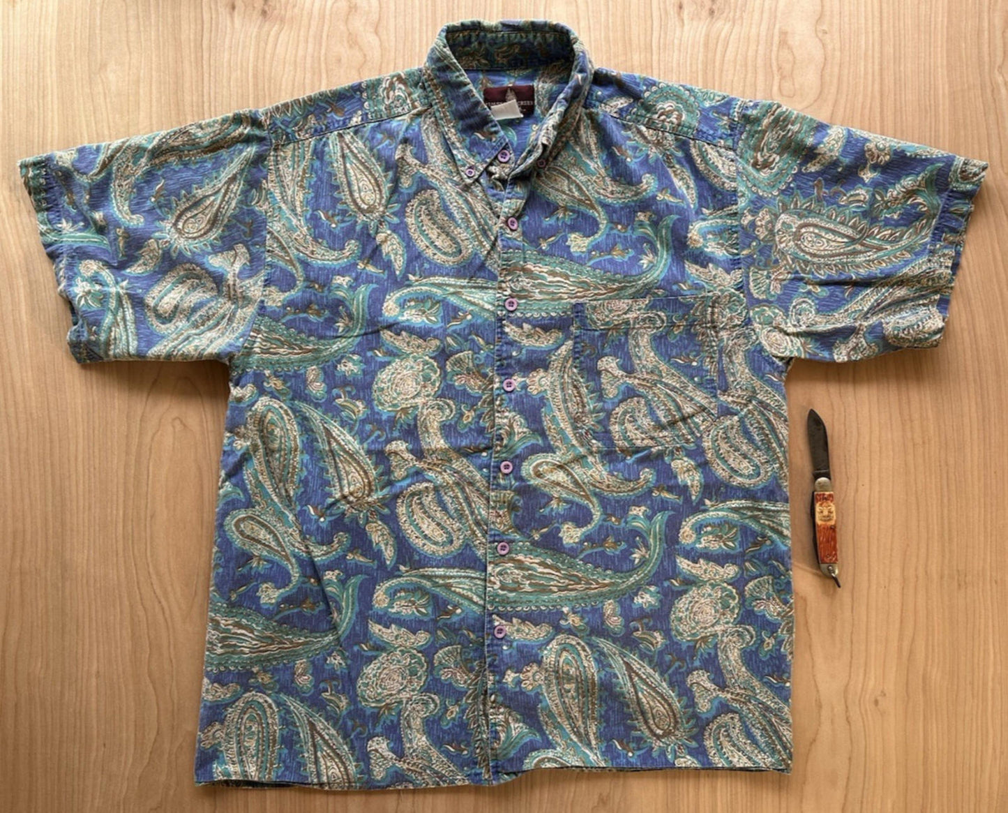 vintage 90's WRANGLER botton up PAISLEY SHIRT timber creek STR8 BOTTOM purple