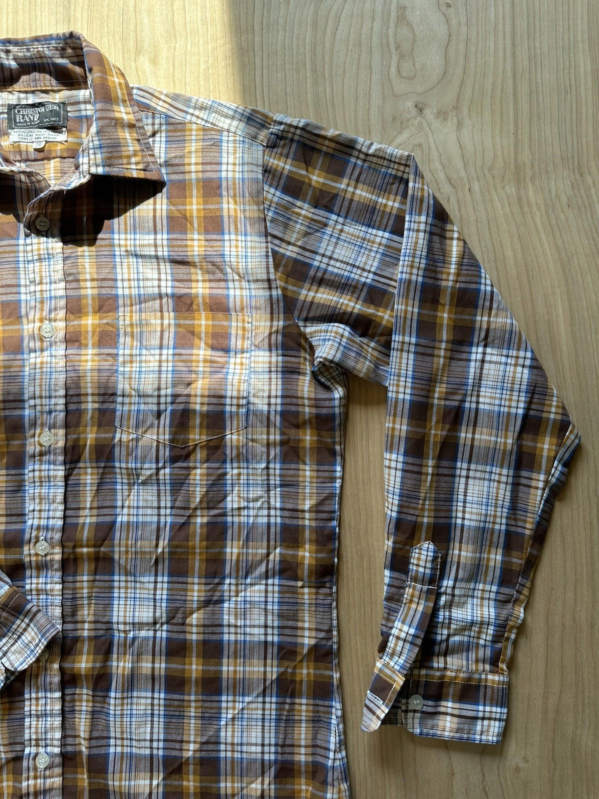 vintage 80's lightweight plaid MENS BUTTON UP western CHRISTOPHER RAND indie