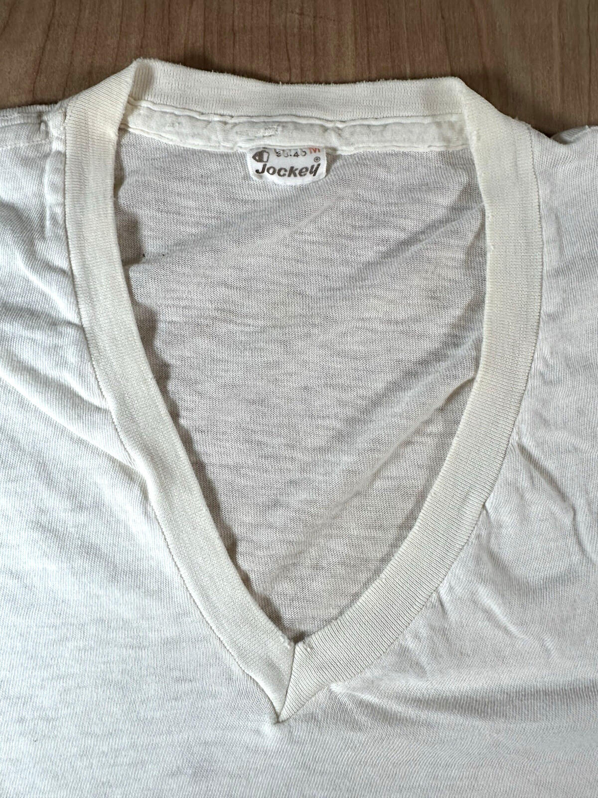 vintage 60's JOCKEY UNDERSHIRT v neck SHREDDED worn PATINA torn MEDIUM j3