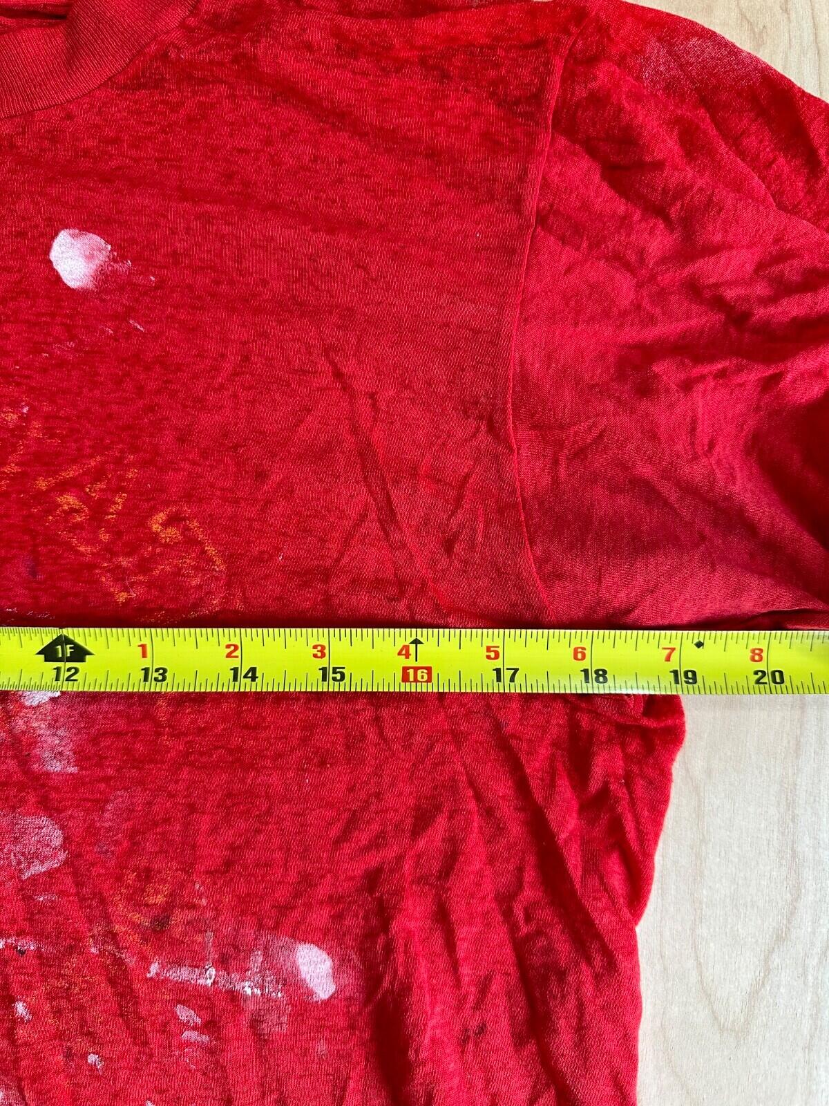 Vintage 80’s T Shirt Red Shredded Paint Splat Worn Marines Thin Faded Ramones