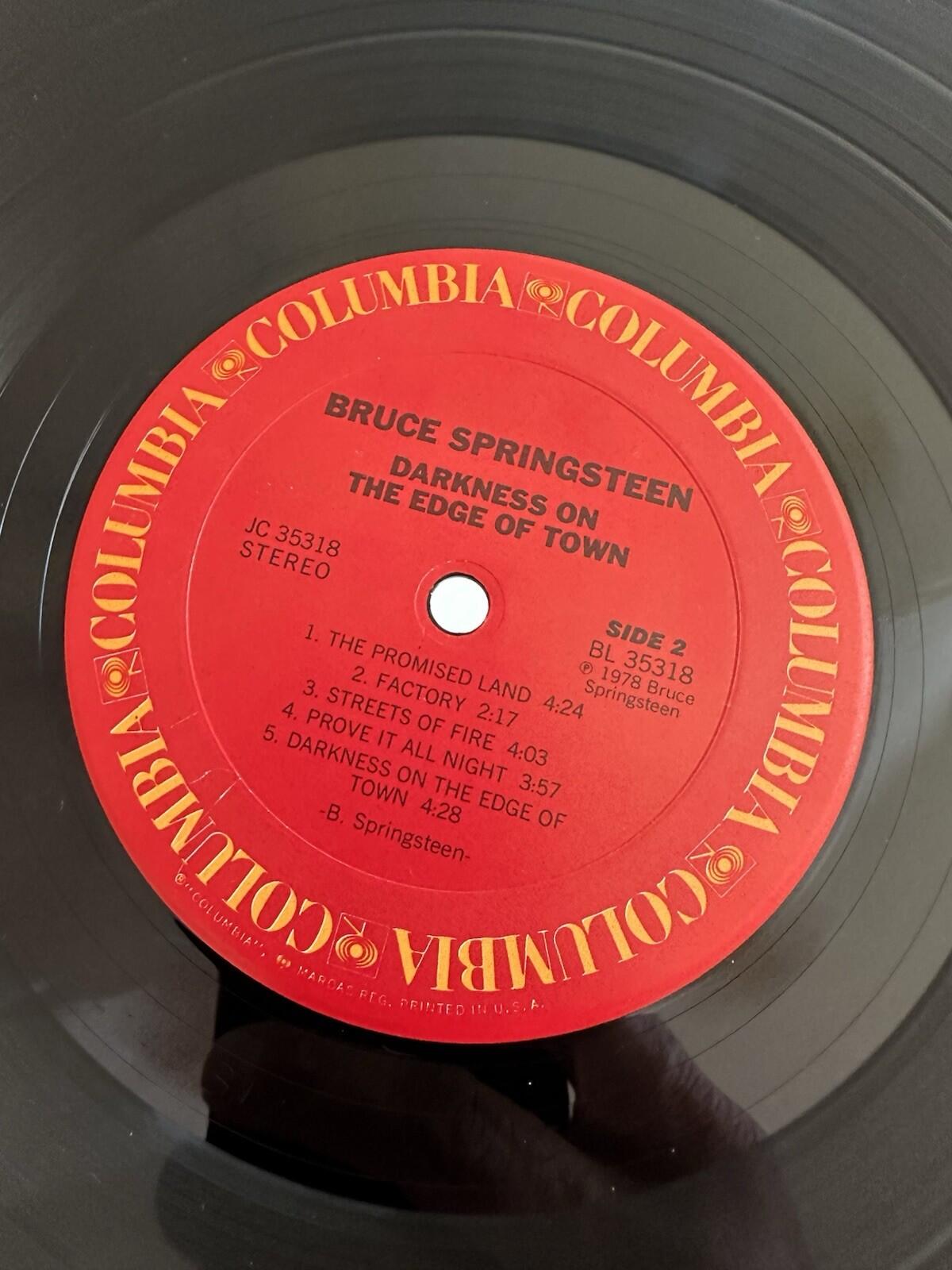 BRUCE SPRINGSTEEN darkness on the edge LP w/ HYPE STICKER lyric sheet DUST SLEEV