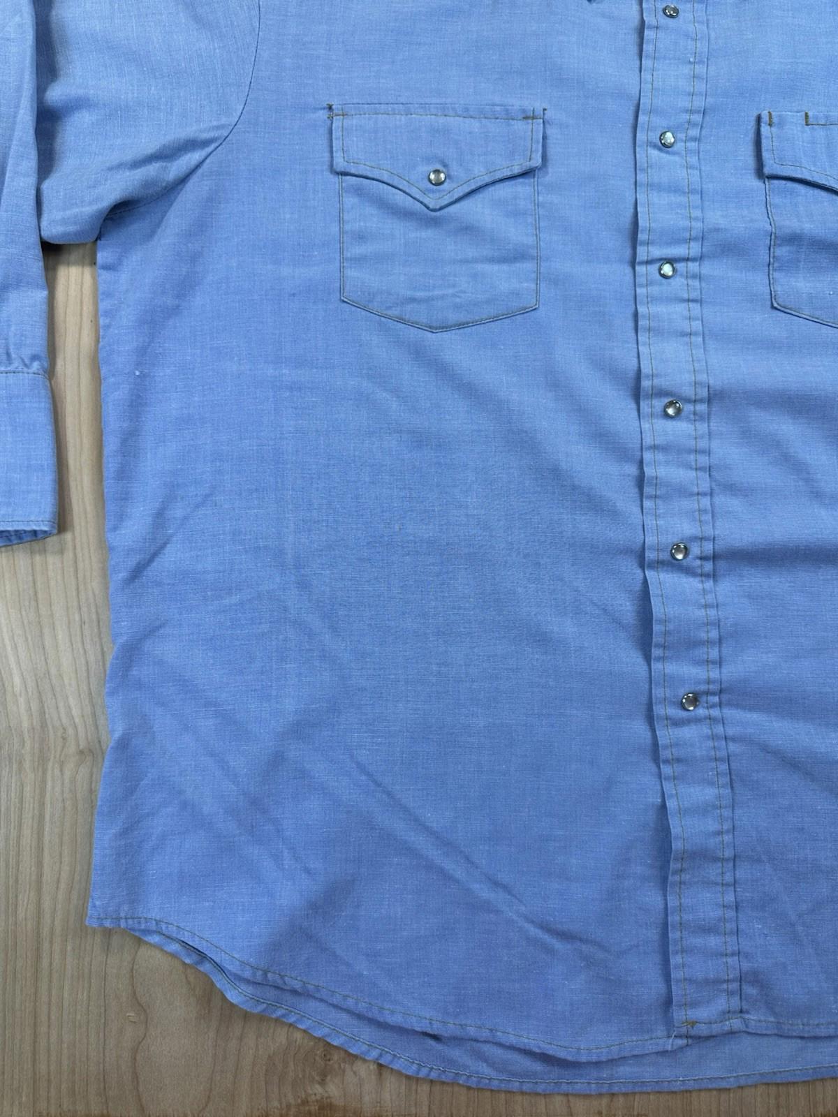 vintage 70's SEARS western wear 2XL pearl snap CHAMBRAY cowboy shirt