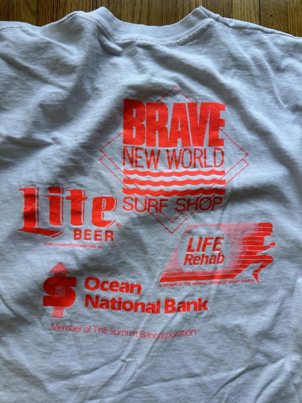 1992 tubing NEON LOBSTER beach lions club SURF SHOP vintage T SHIRT nj RAD skate