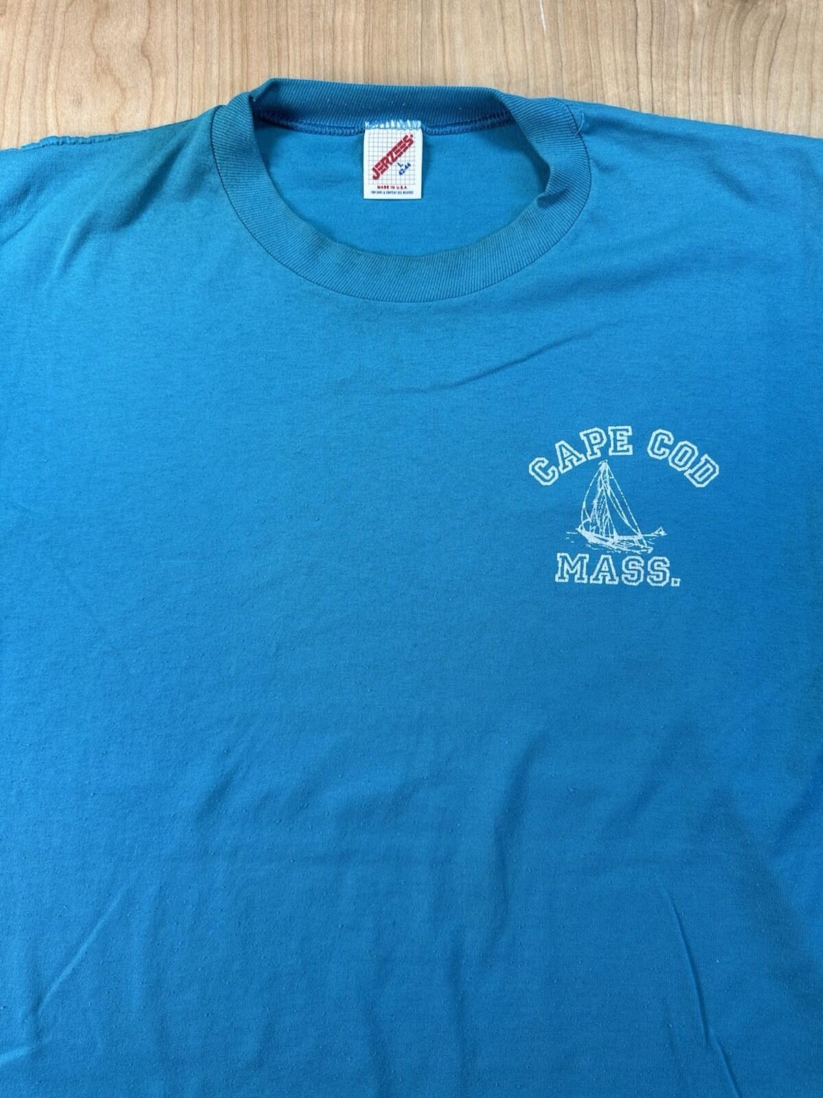 vintage 1987 CAPE COD MASS. t shirt SAILING sailboat PREPPY size LARGE teal