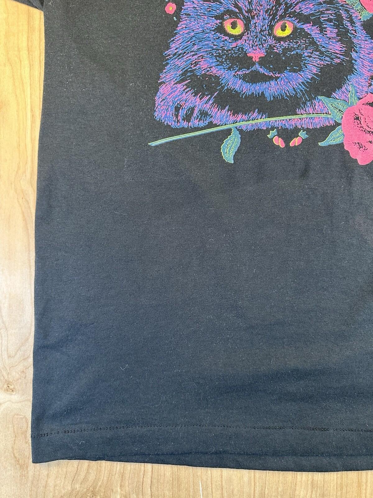 vintage 80's CAT T SHIRT psychedelic COLOR WAY screen stars SINGLE STITCH kitty