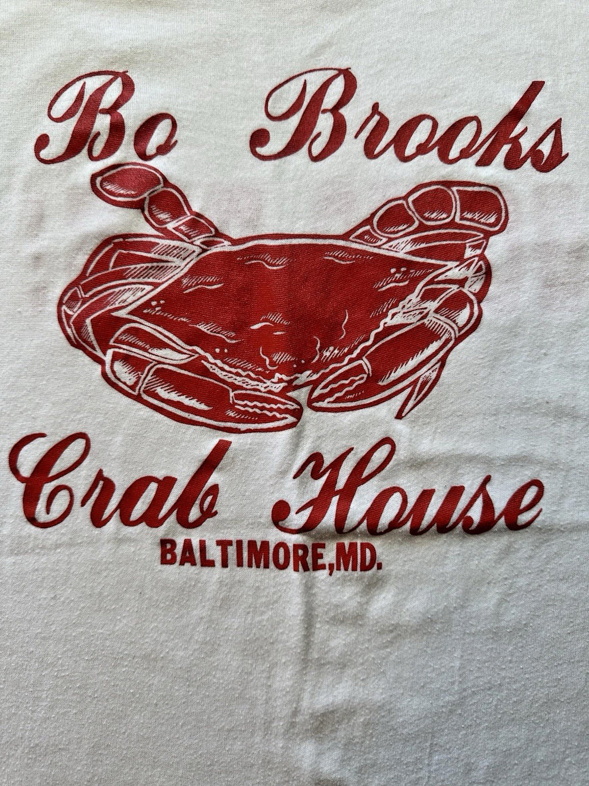 BO BROOKS CRAB HOUSE vintage RINGER T SHIRT single stitch 1980 BALTIMORE rare