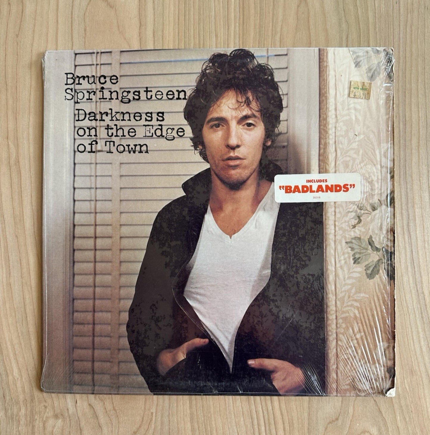 BRUCE SPRINGSTEEN darkness on the edge LP w/ HYPE STICKER lyric sheet DUST SLEEV