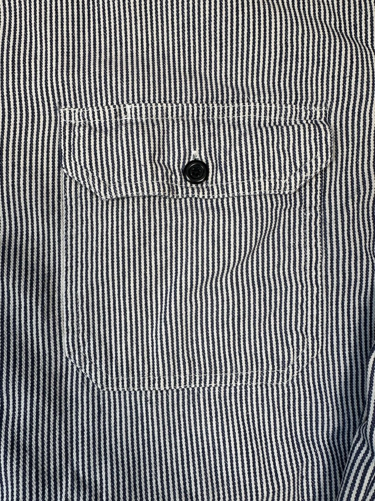 vintag 80's KEY hickory stripe logger workshirt COTTON large ZIP UP WORKWEAR