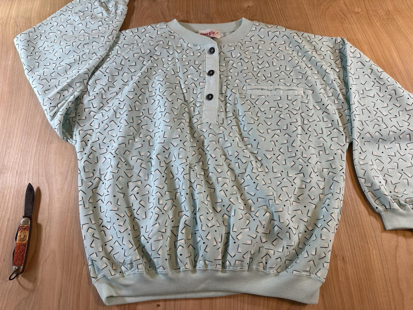vintage 1980's SWEATSHIRT new wave VALLEY GIRL pullover BOTTON top pocket RAD