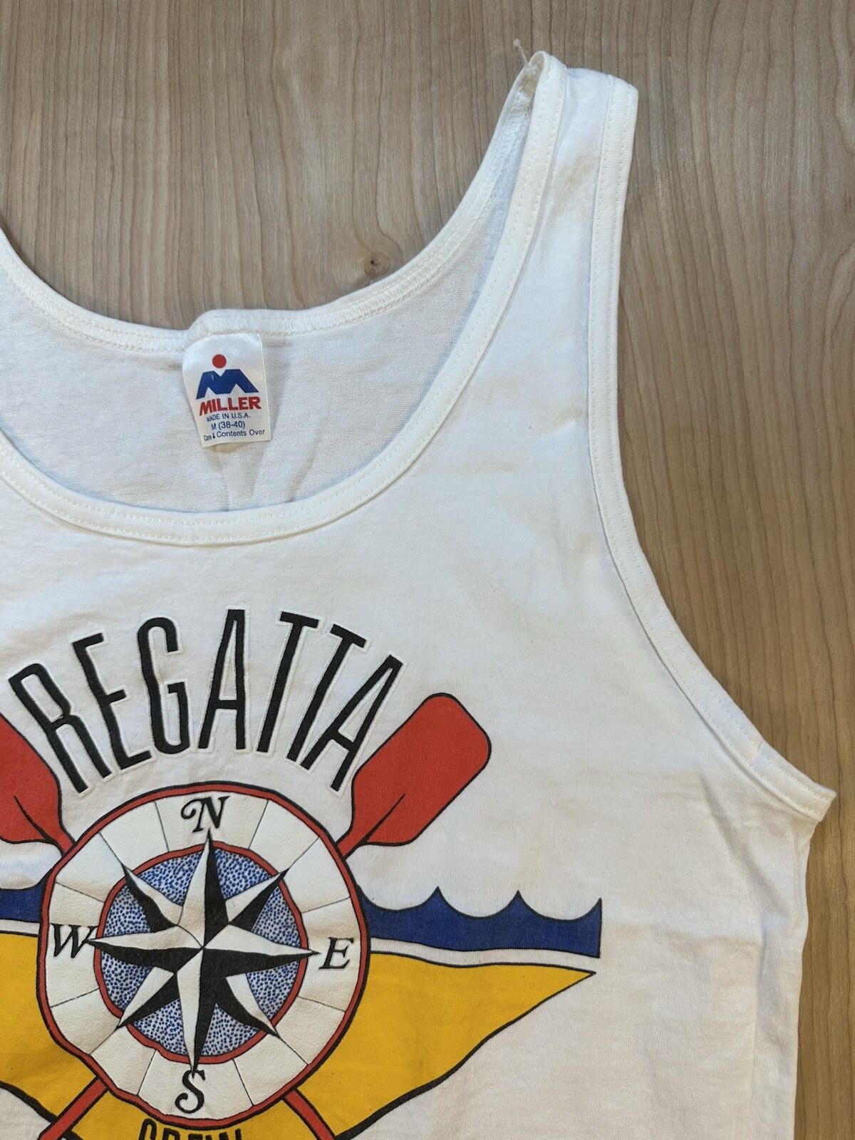 vintage 90's S.S. DETROIT SAILING regatta TANK TOP medium COTTON preppy ROWING
