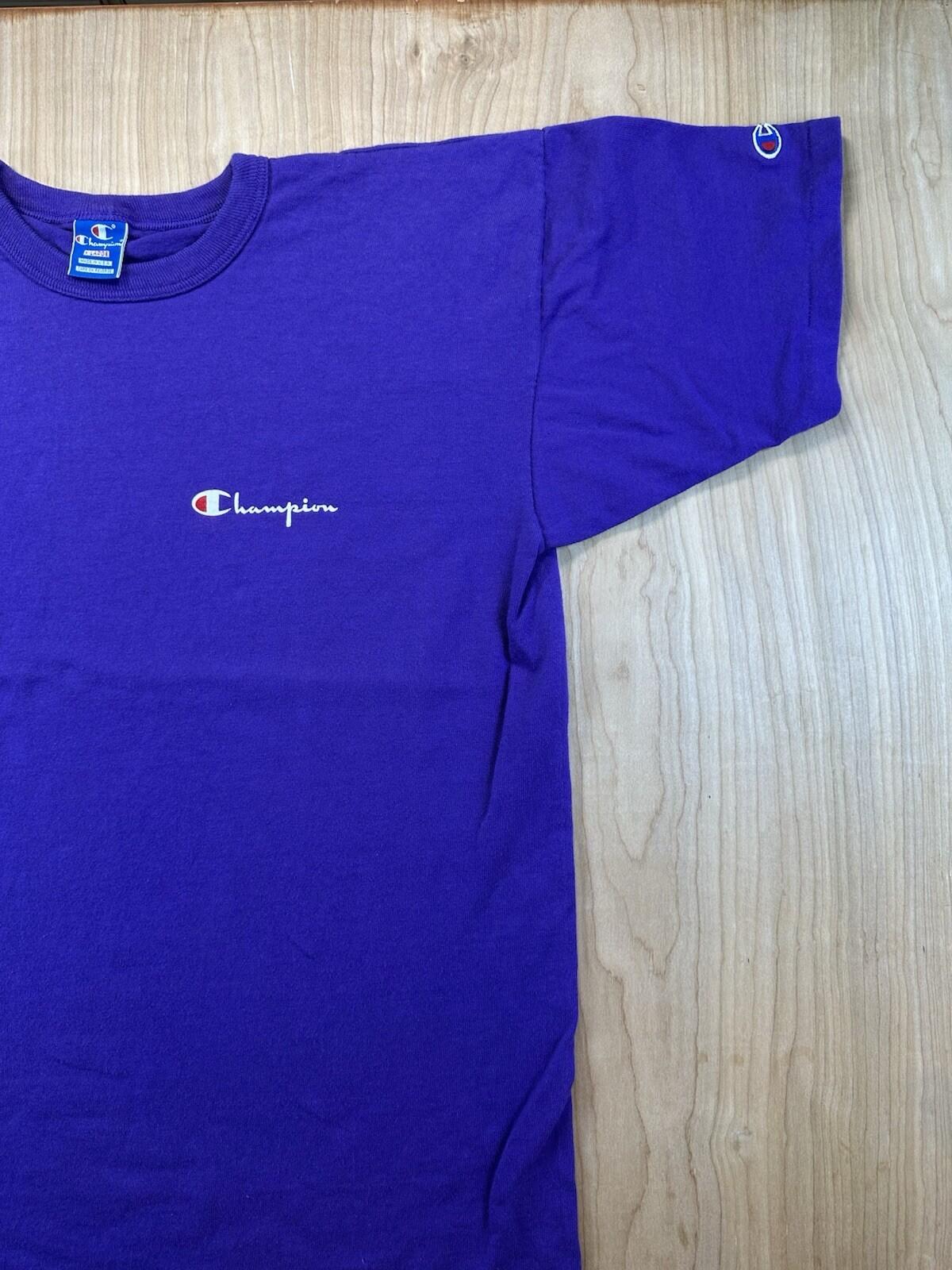 vintage 80's CHAMPION logo T SHIRT purple ALL COTTON made in USA xtra large