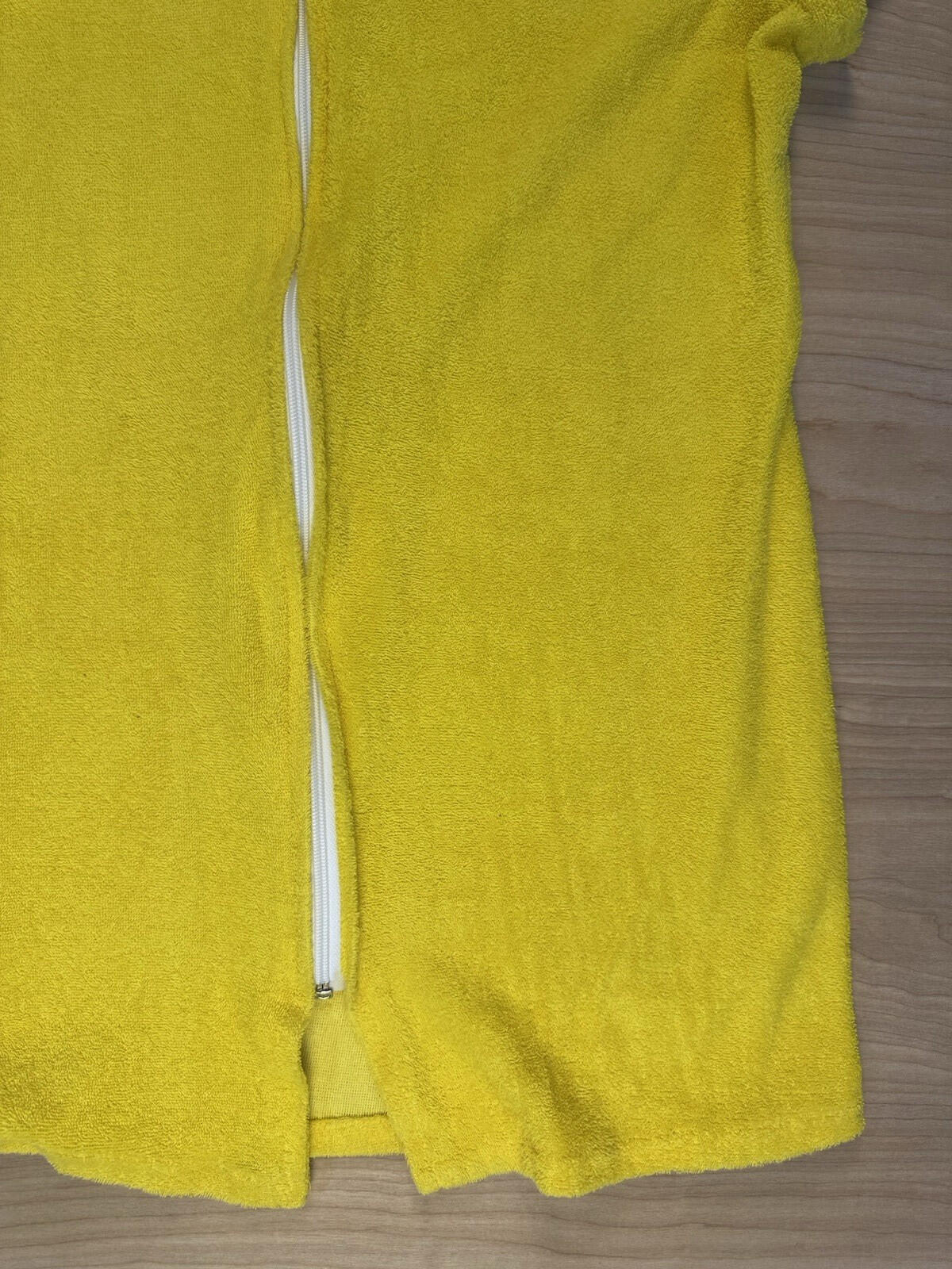 vintage 80's JC PENNY california YELLOW TERRY CLOTH BEACH COVERUP large HOOD