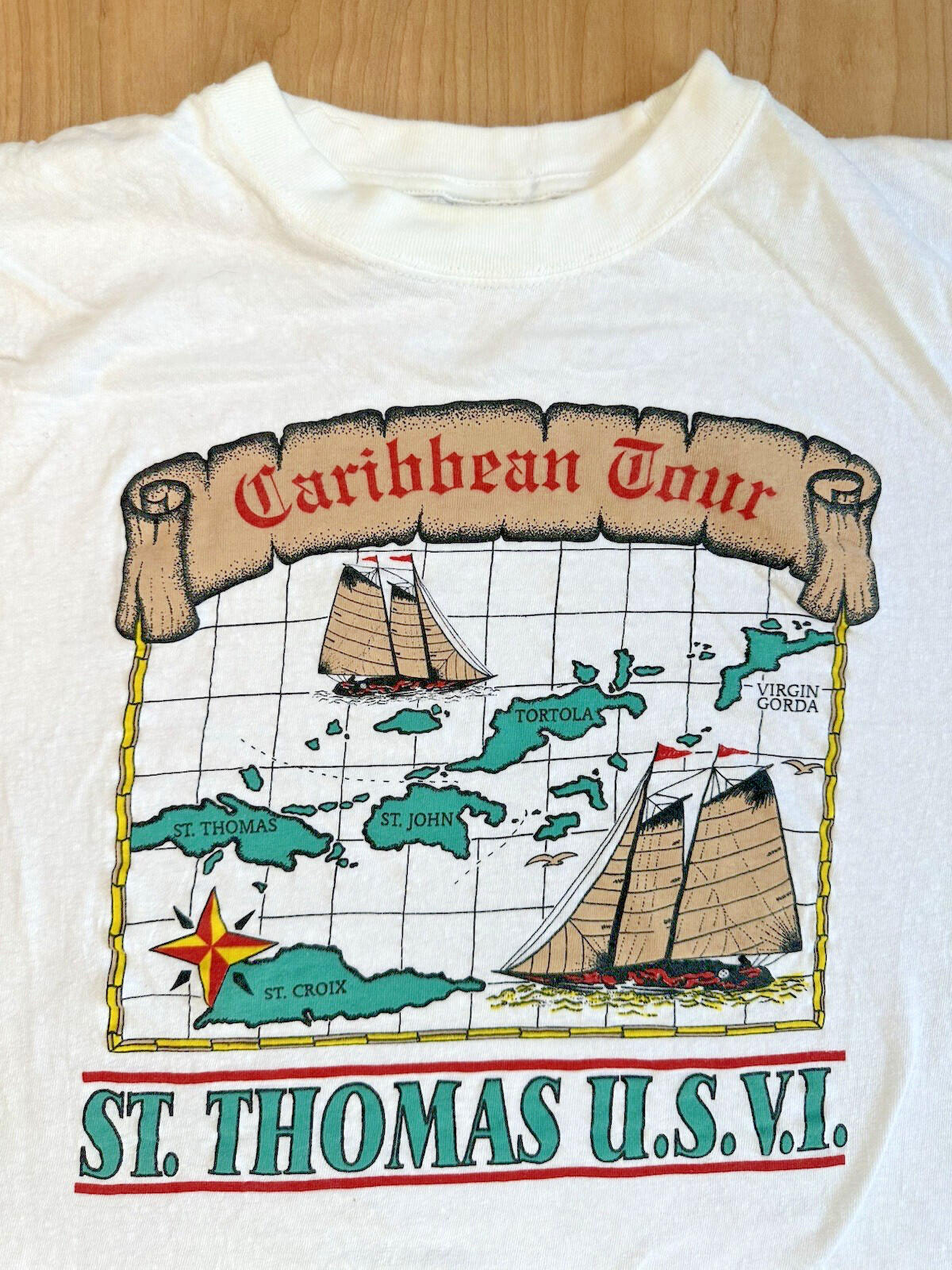 vintage CARIBBEAN TOUR shirt U.S. VIRGIN ISLANDS sailing PREP nautical