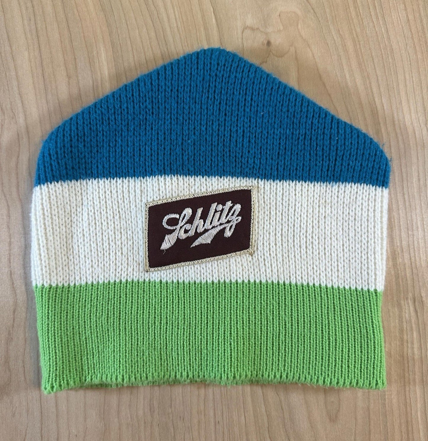 vintage 1980's SCHLITZ wool TOUKE hat POP PUNK patch BEER ski DOUBLE SIDED