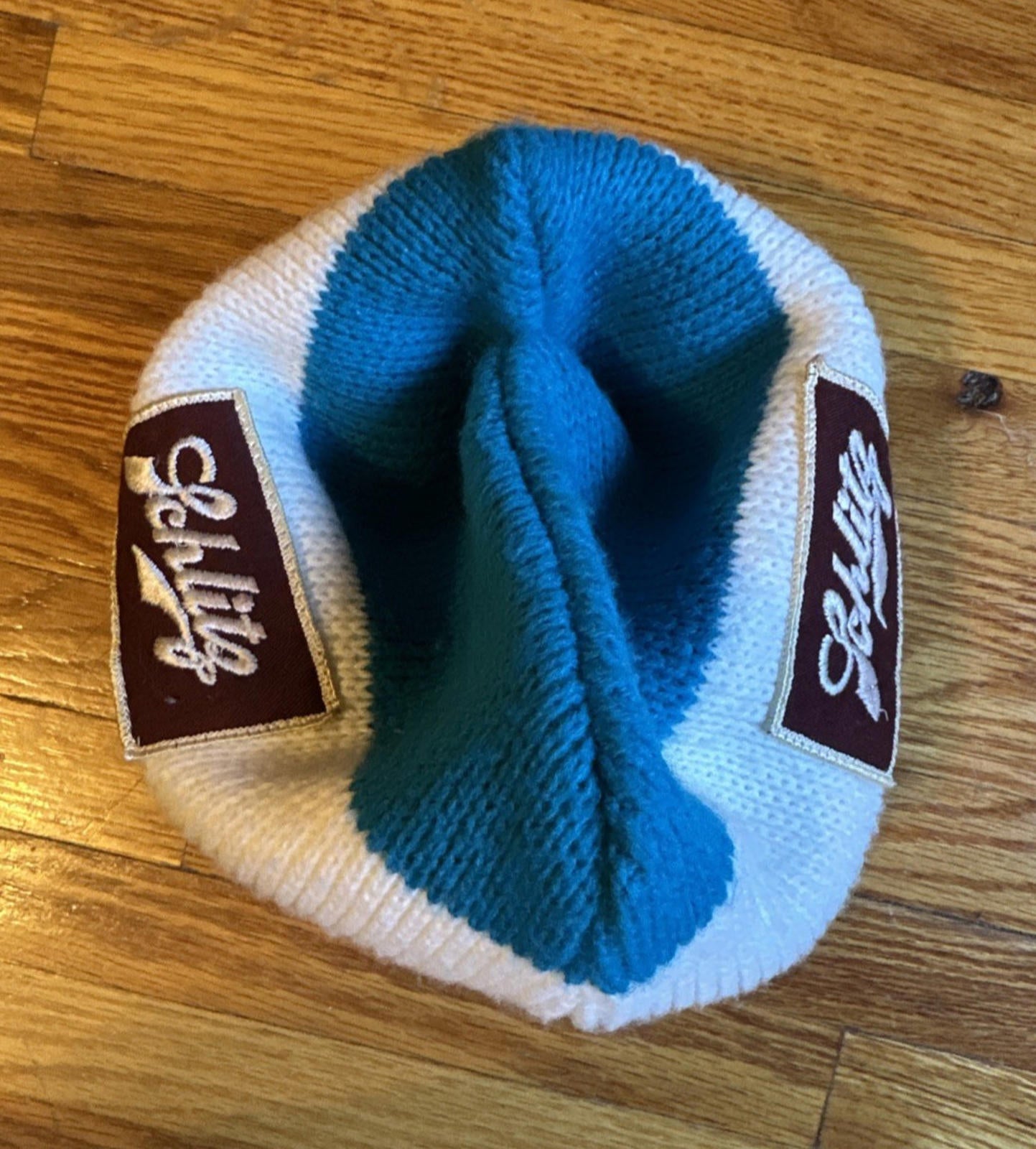vintage 1980's SCHLITZ wool TOUKE hat POP PUNK patch BEER ski DOUBLE SIDED