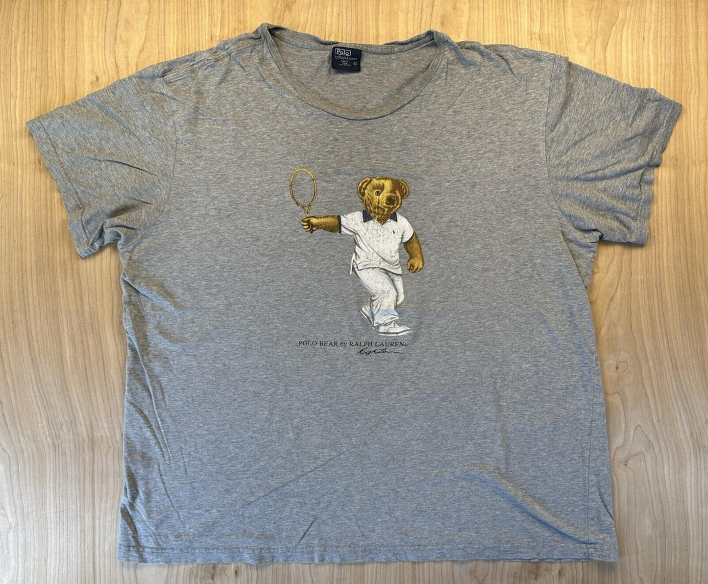vintage 90's POLO TEADY BEAR tennis T SHIRT xtra large RALPH LAUREN