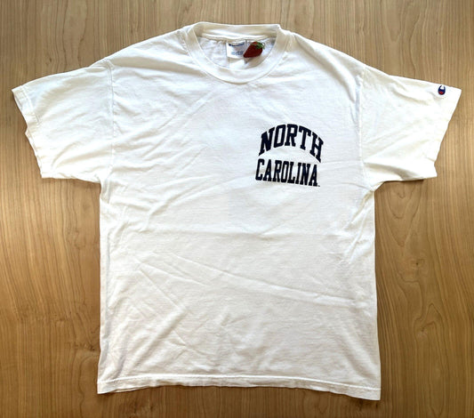 vintage UNIVERSITY of NORTH CAROLINA tar heels CHAMPION T SHIRT size LARGE white