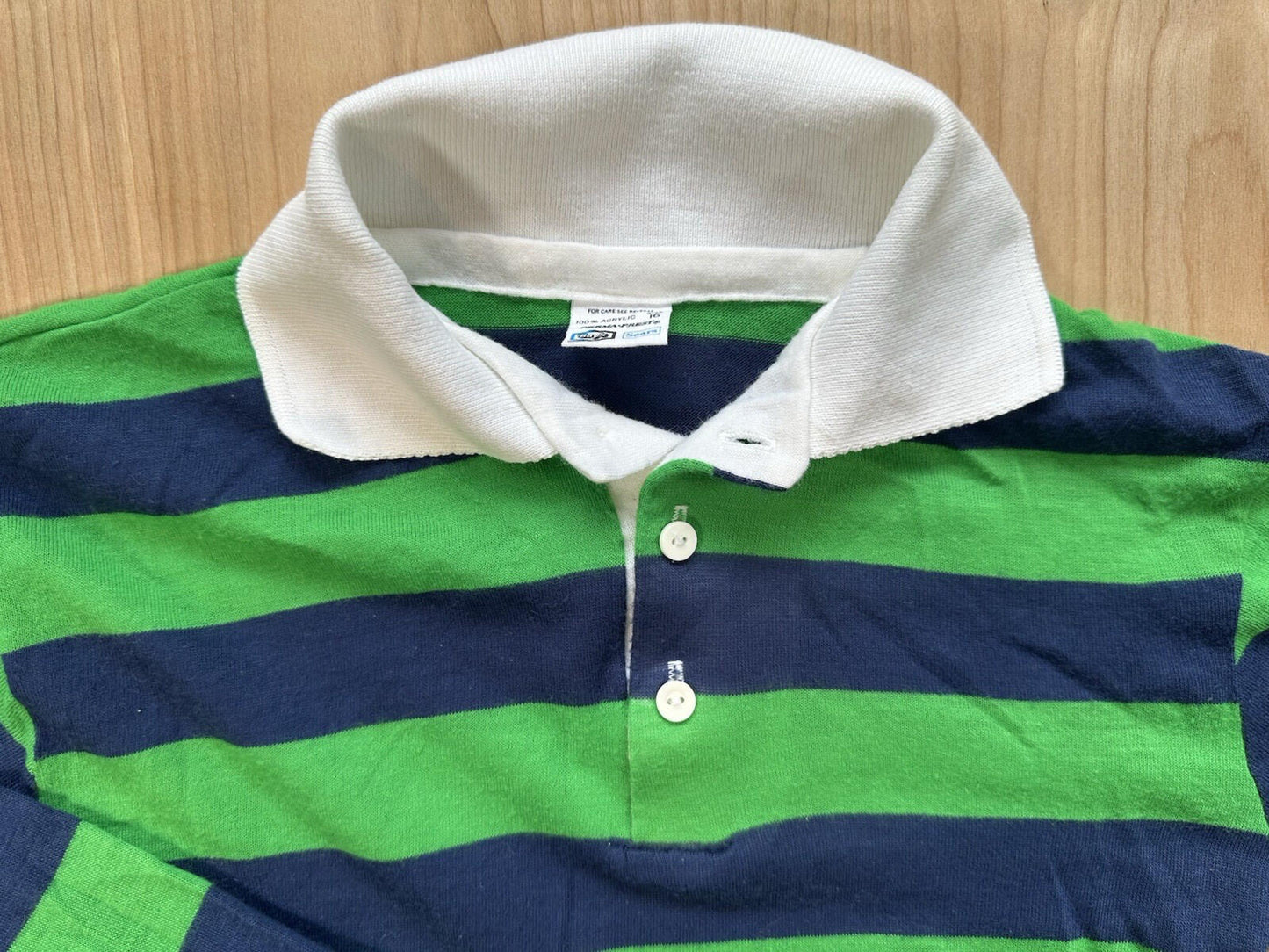 vintage 70's childrens RUGBY blue and green SEARS boys PERMA-PREST preppy