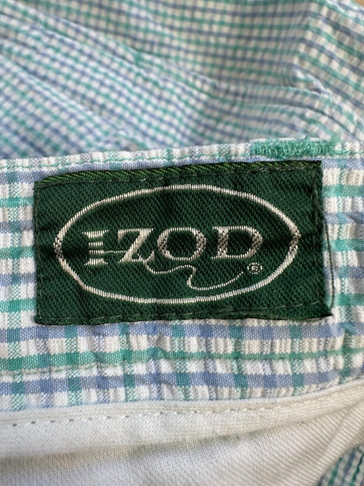 vintage 80's IZOD pleated SHORTS green and blue GINGHAM seersucker PREPPY