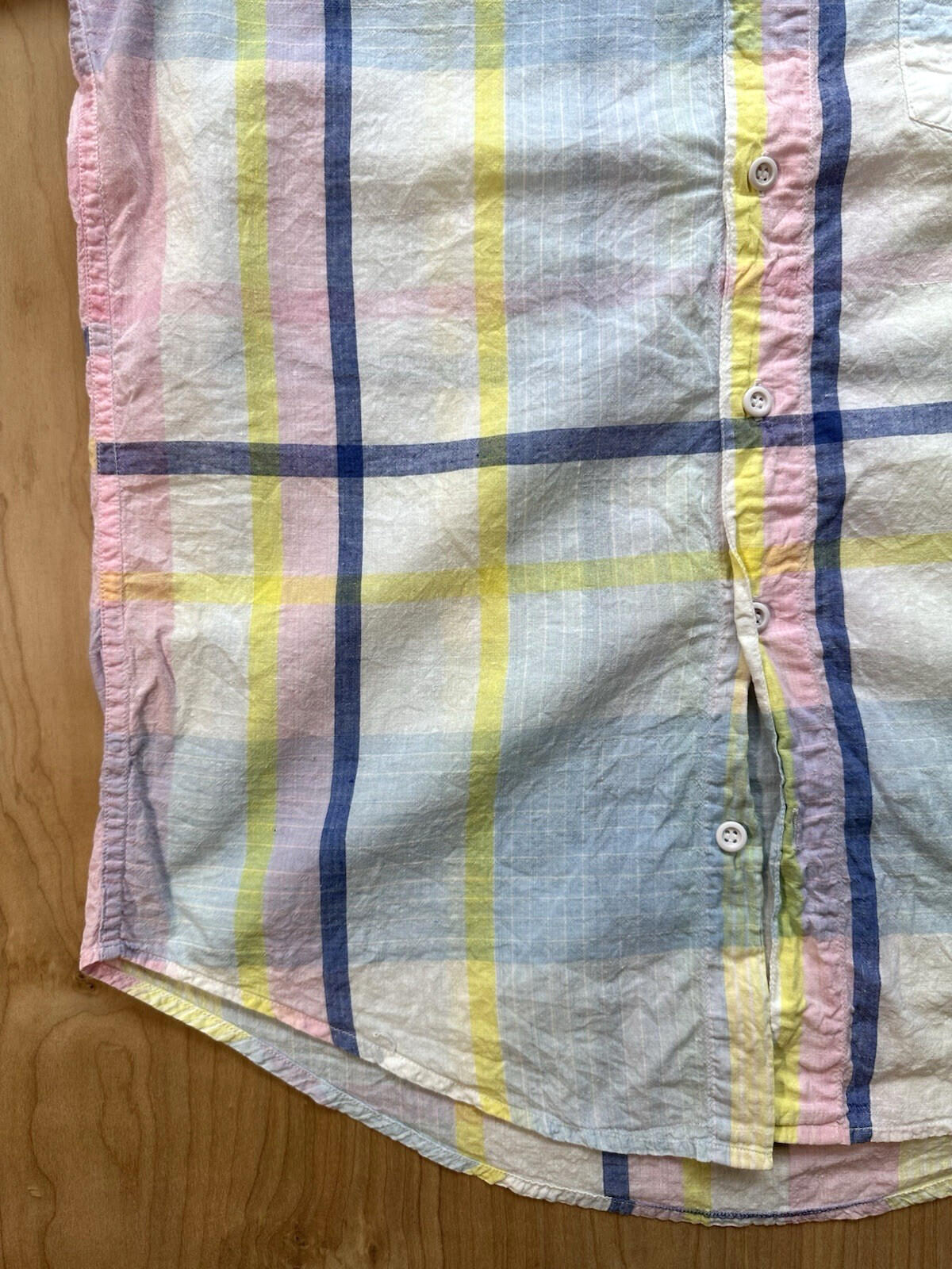 vintage 80's-90's SUMMER PLAID button up SHORT SLEEVE collar MADRAS preppy