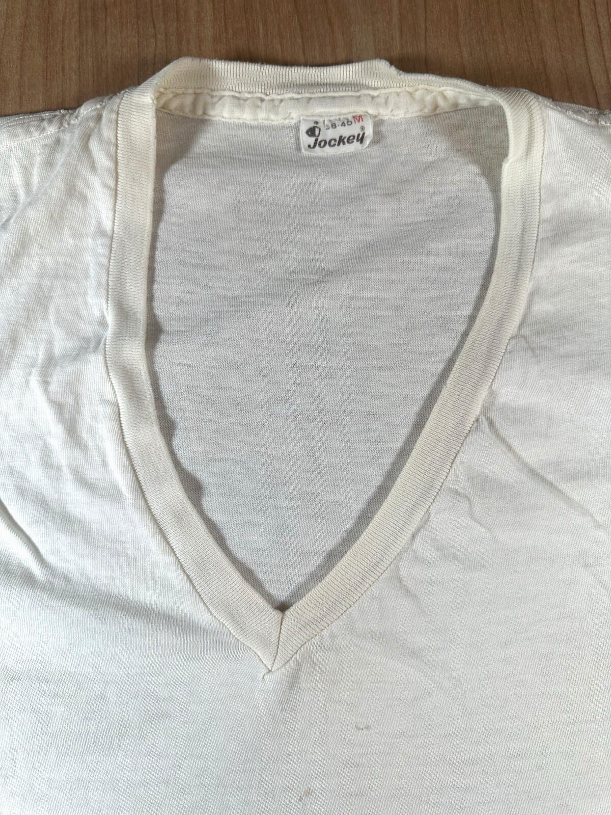 vintage 60's JOCKEY UNDERSHIRT v neck SHREDDED worn PATINA torn MEDIUM j4