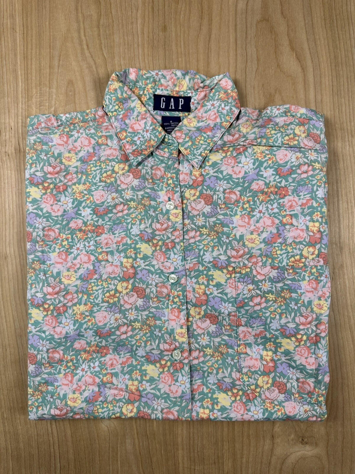 vintage 90's GAP floral BLOUSE lightweight COTTON small COUNTRY preppy BUTTON UP