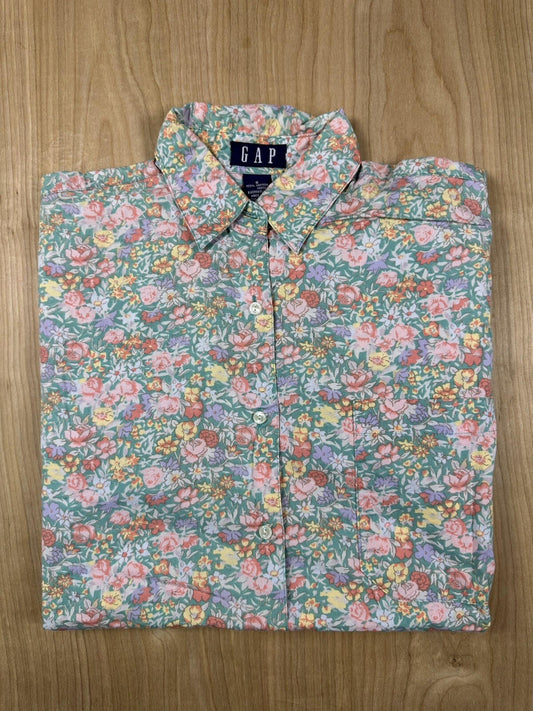 vintage 90's GAP floral BLOUSE lightweight COTTON small COUNTRY preppy BUTTON UP