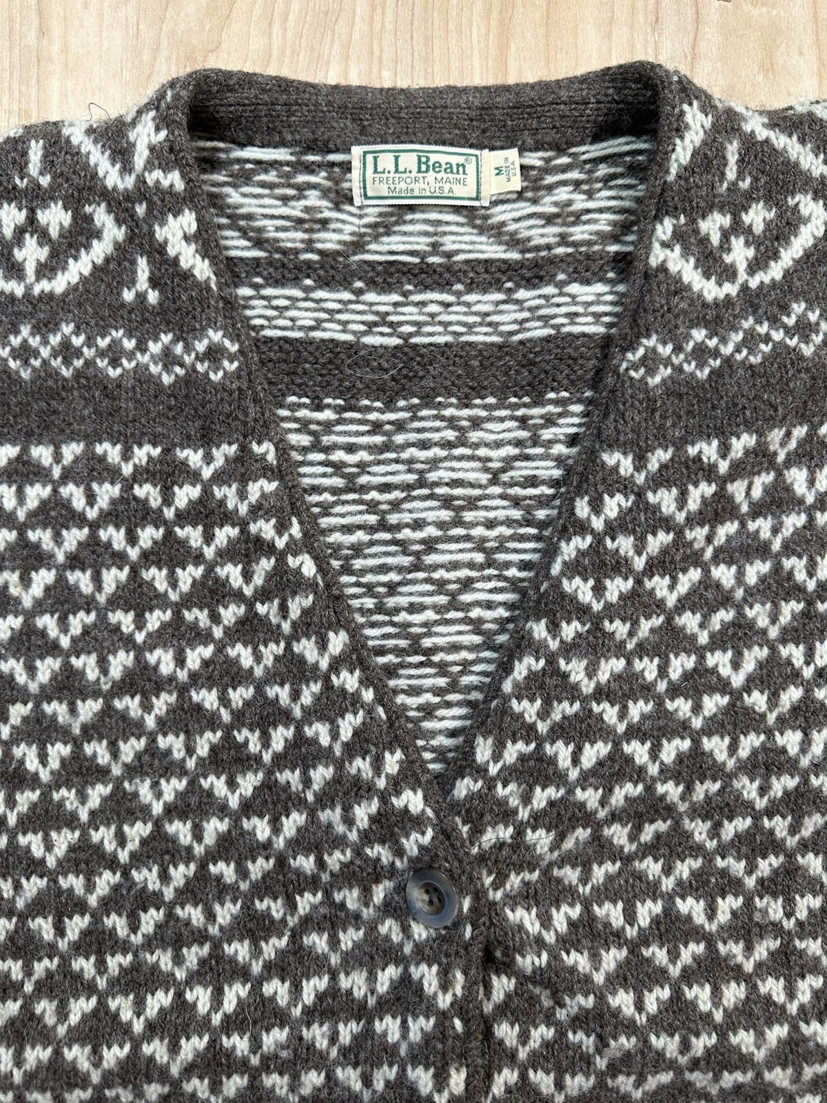 vintage 90's LL BEAN wool SWEATER cardigan MEDIUM made in USA beautiful!