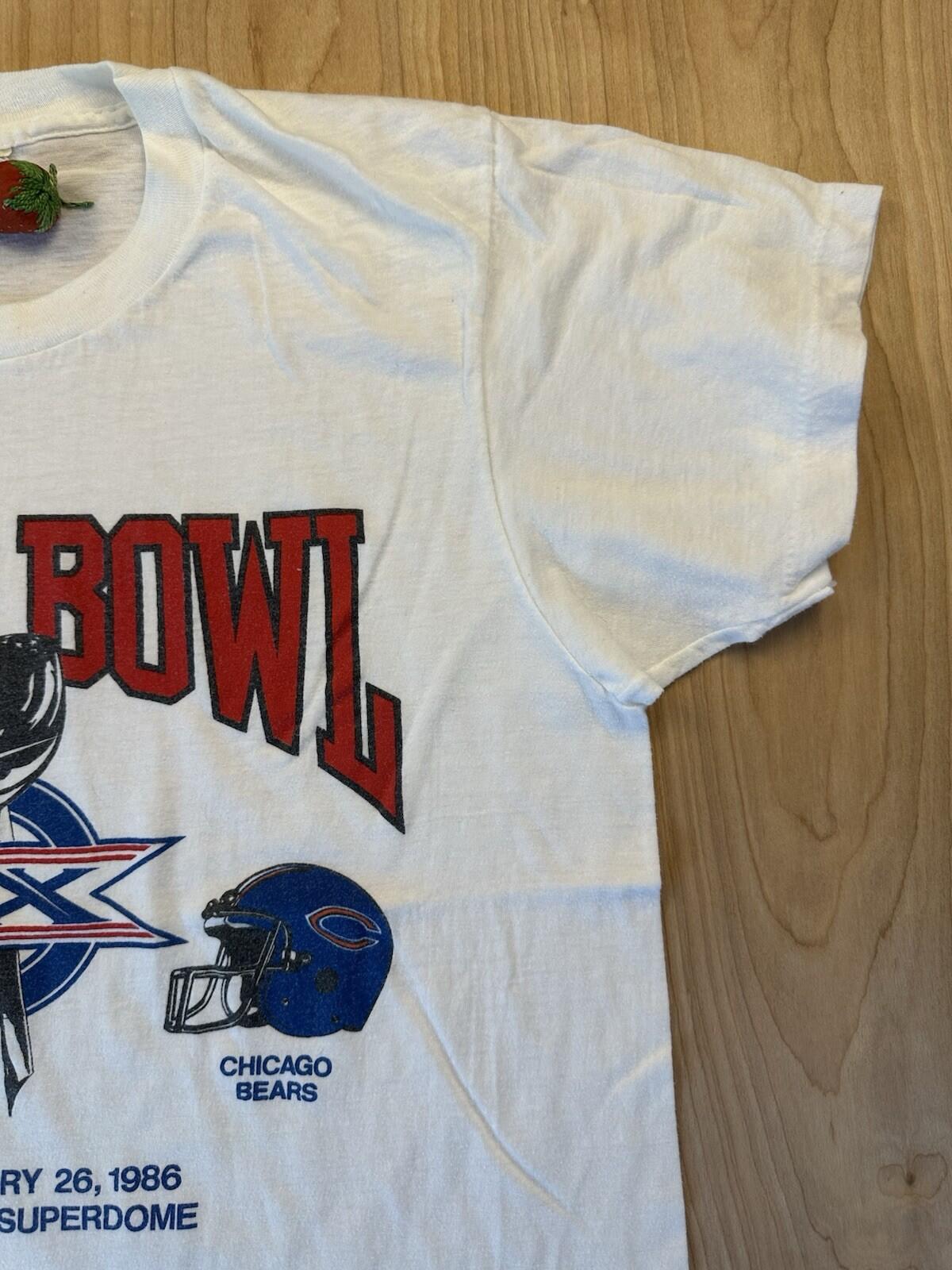 vintage 1986 SUPER BOWL t shirt PATRIOTS football BEARS screen stars MADE IN USA