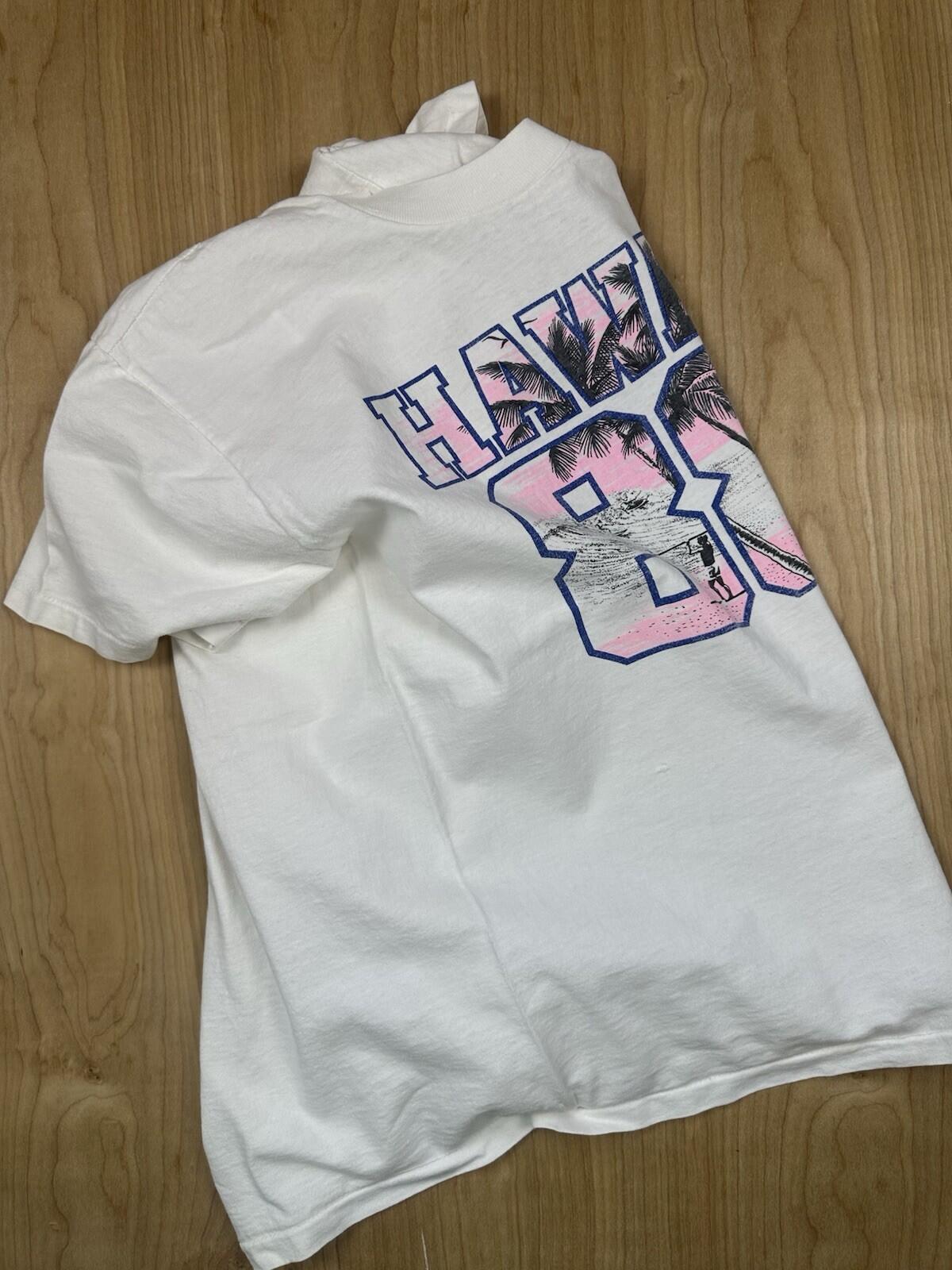 vintage 1988 HAWAII surfing T SHIRT tourist BEACH WARE skateboarding SMALL white
