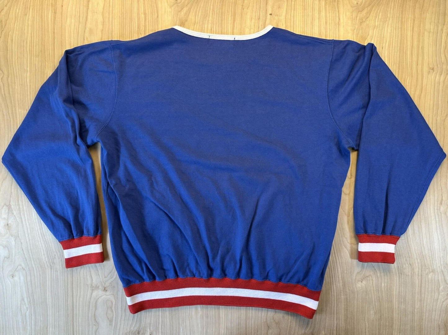 vintage POLO crewneck SWEATSHIRT red white blue STRIPE pockets XTRA LARGE