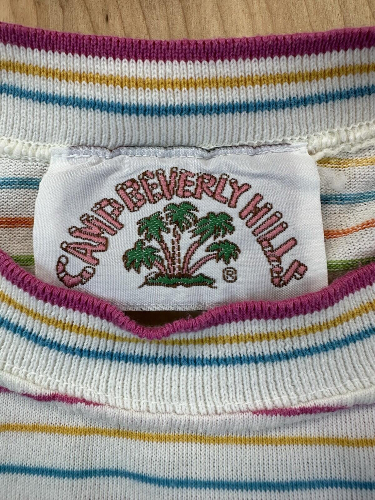 vintage 80's CAMP BEVERLY HILLS crop top applique NEW WAVE striped VALLEY GIRL