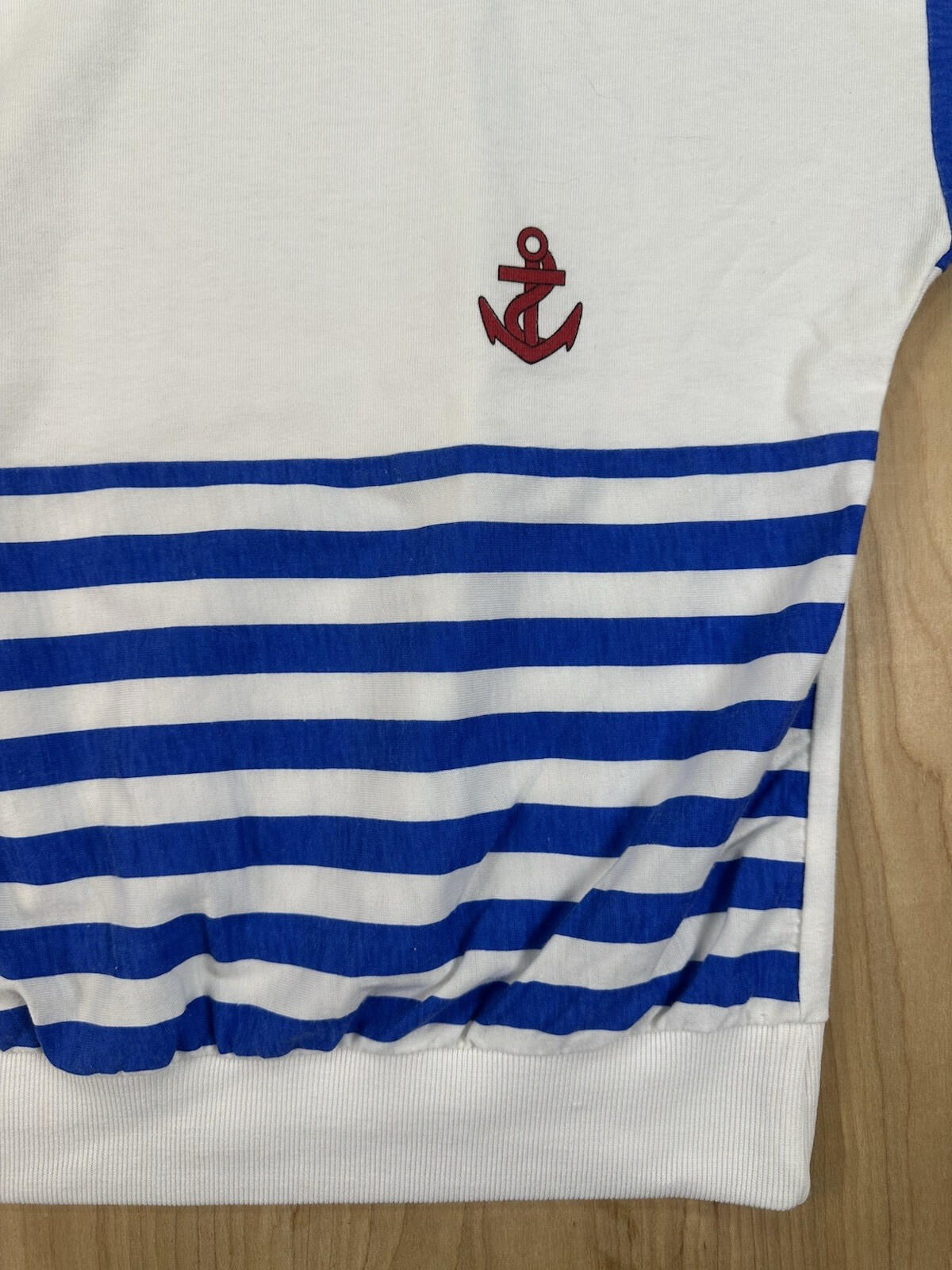 vintage 80's BOOTH BAY short sleeve SAILOR girl STRIPE anchor TOP large CUTE