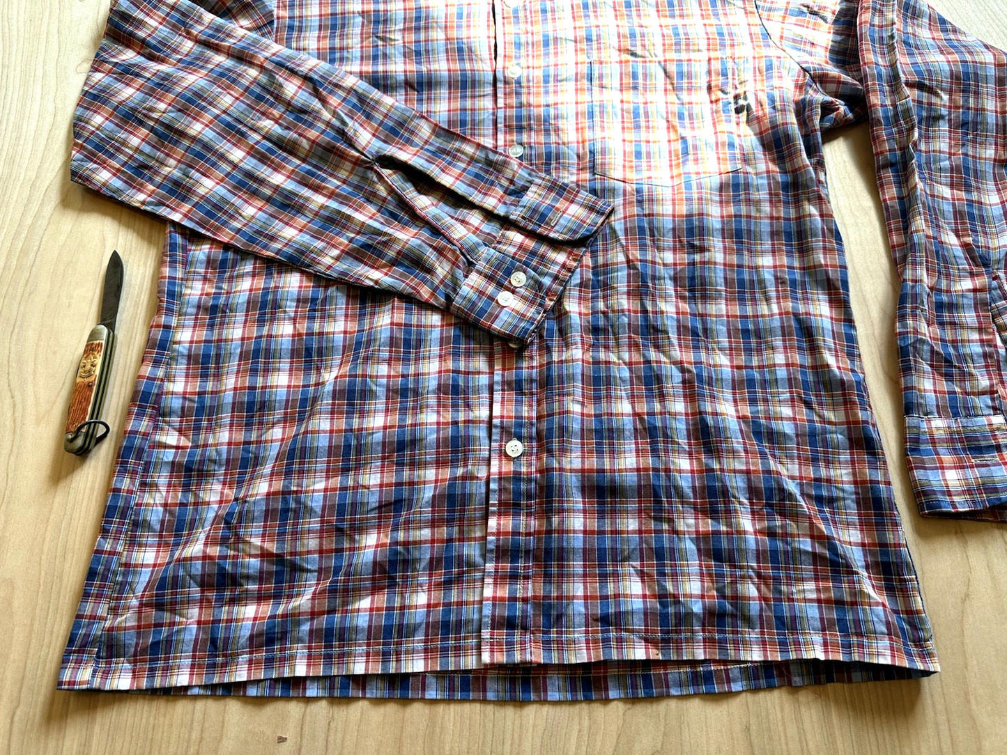 vintage 80's summer weight MENS plaid button up collar shirt INDIE grunge PUNK
