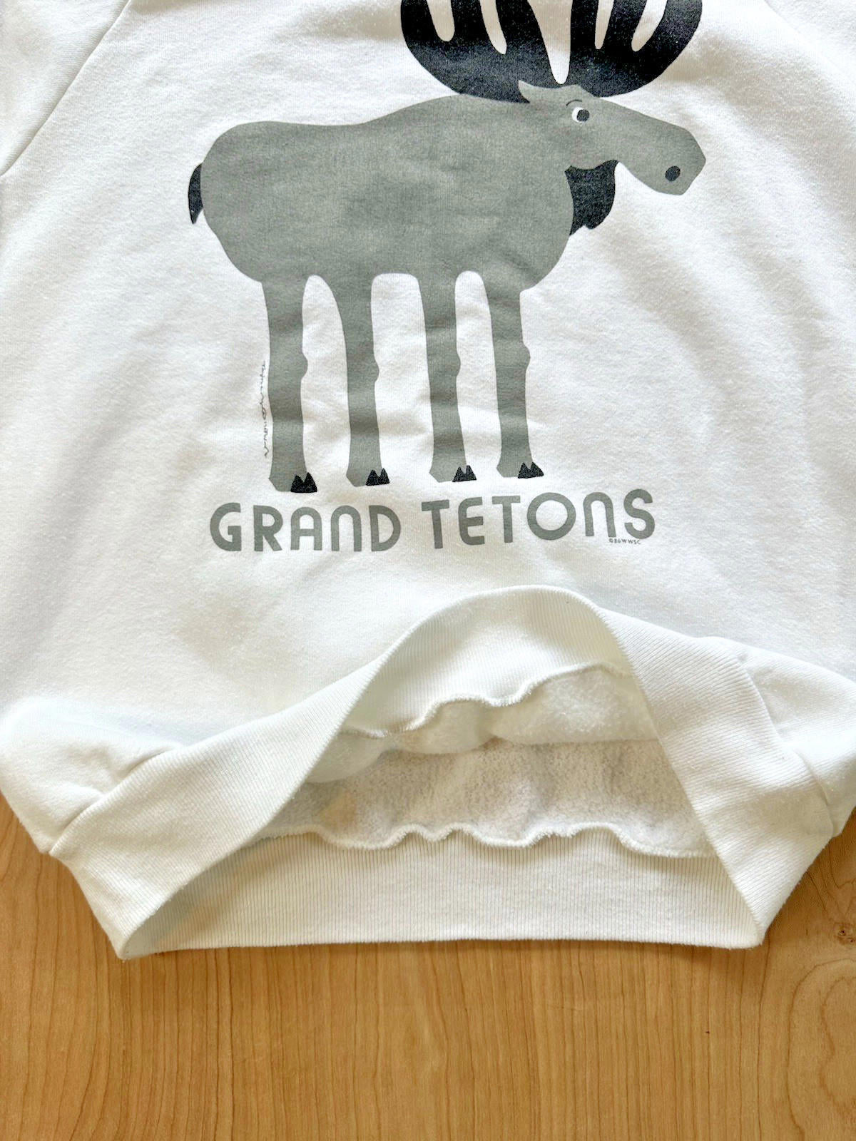 1980's vintage GRAND TETONS national park SWEATSHIRT white MEDIUM moose usa