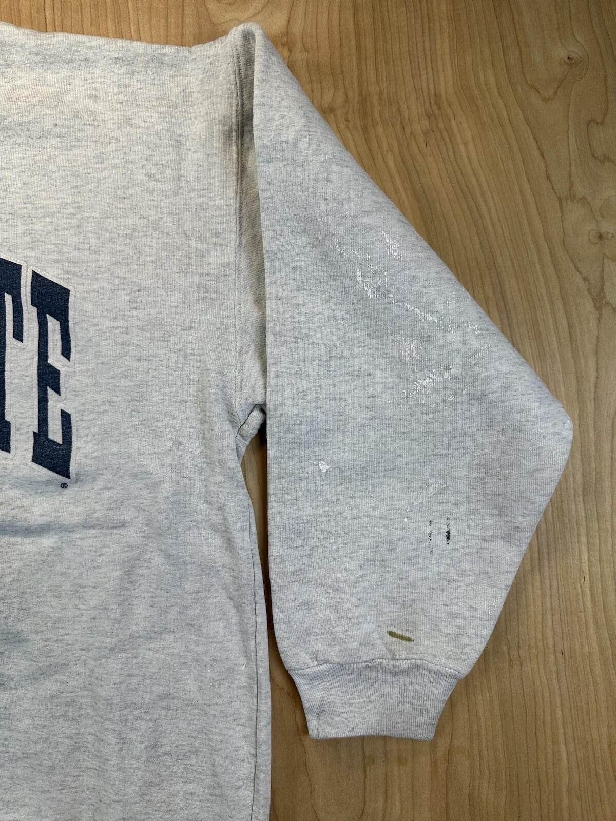 vintage 80's PENN STATE sweatshirt L double sided print DODGER tag PAINT SPLAT