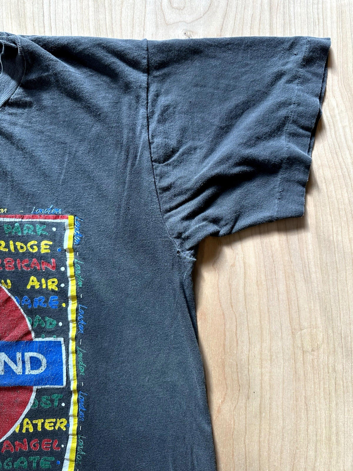 vintage 1991 LONDON UNDERGROUND t shirt LARGE cotton BLACK boho PUNK shred wear