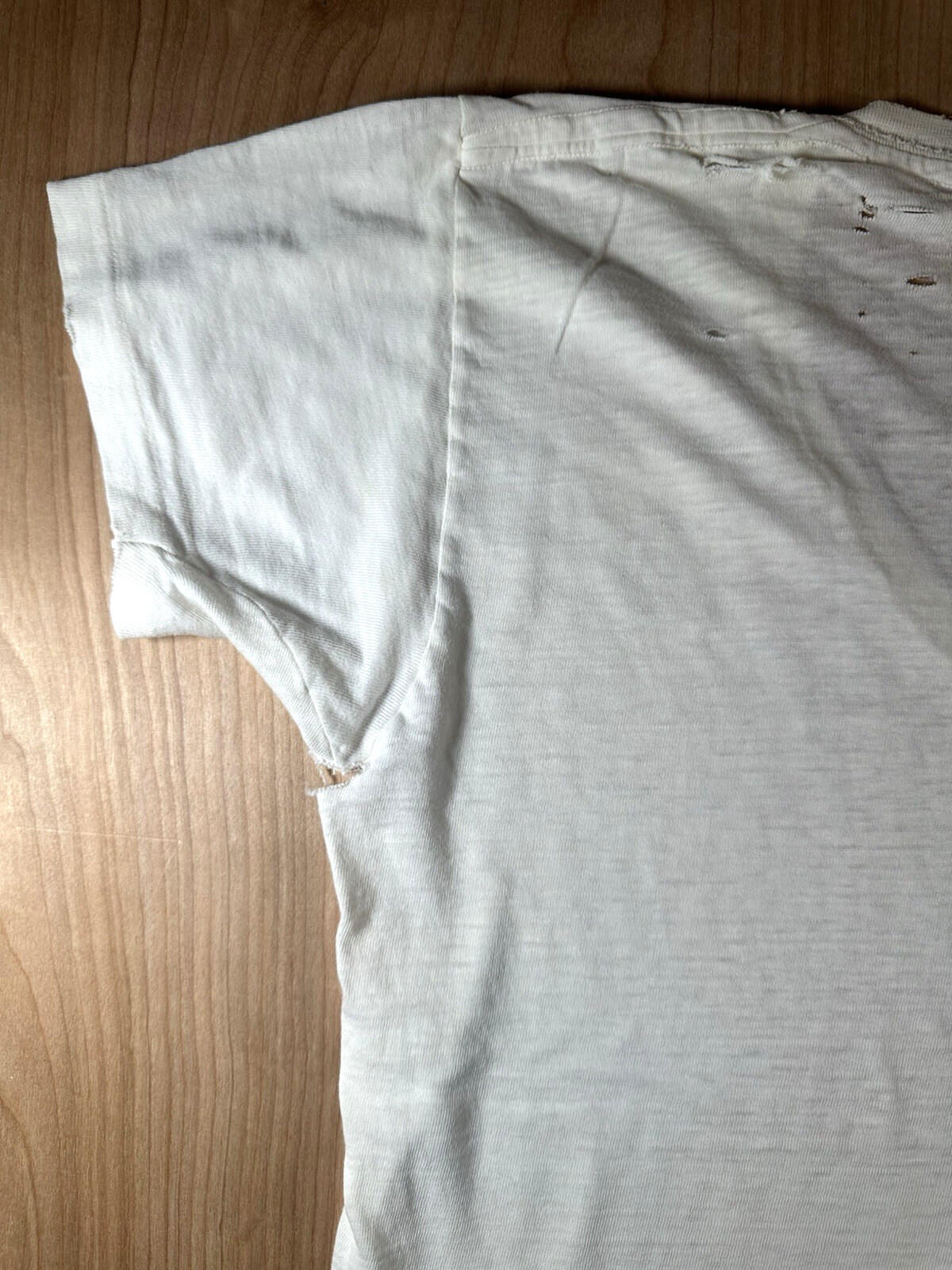 vintage 60's JOCKEY UNDERSHIRT v neck SHREDDED worn PATINA torn MEDIUM j6