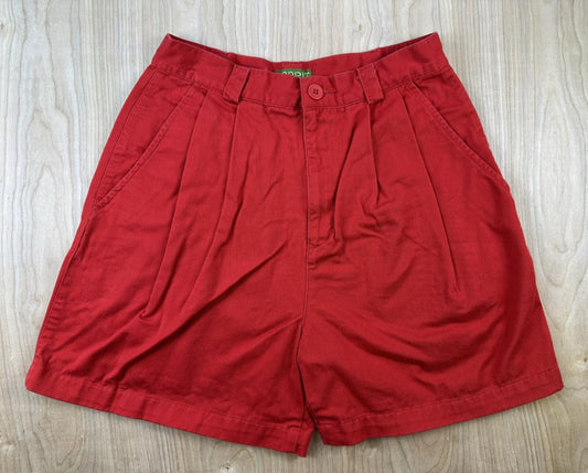 vintage 80's ESPRIT red pleated SHORTS all COTTON size 11/12 preppy NEW WAVE