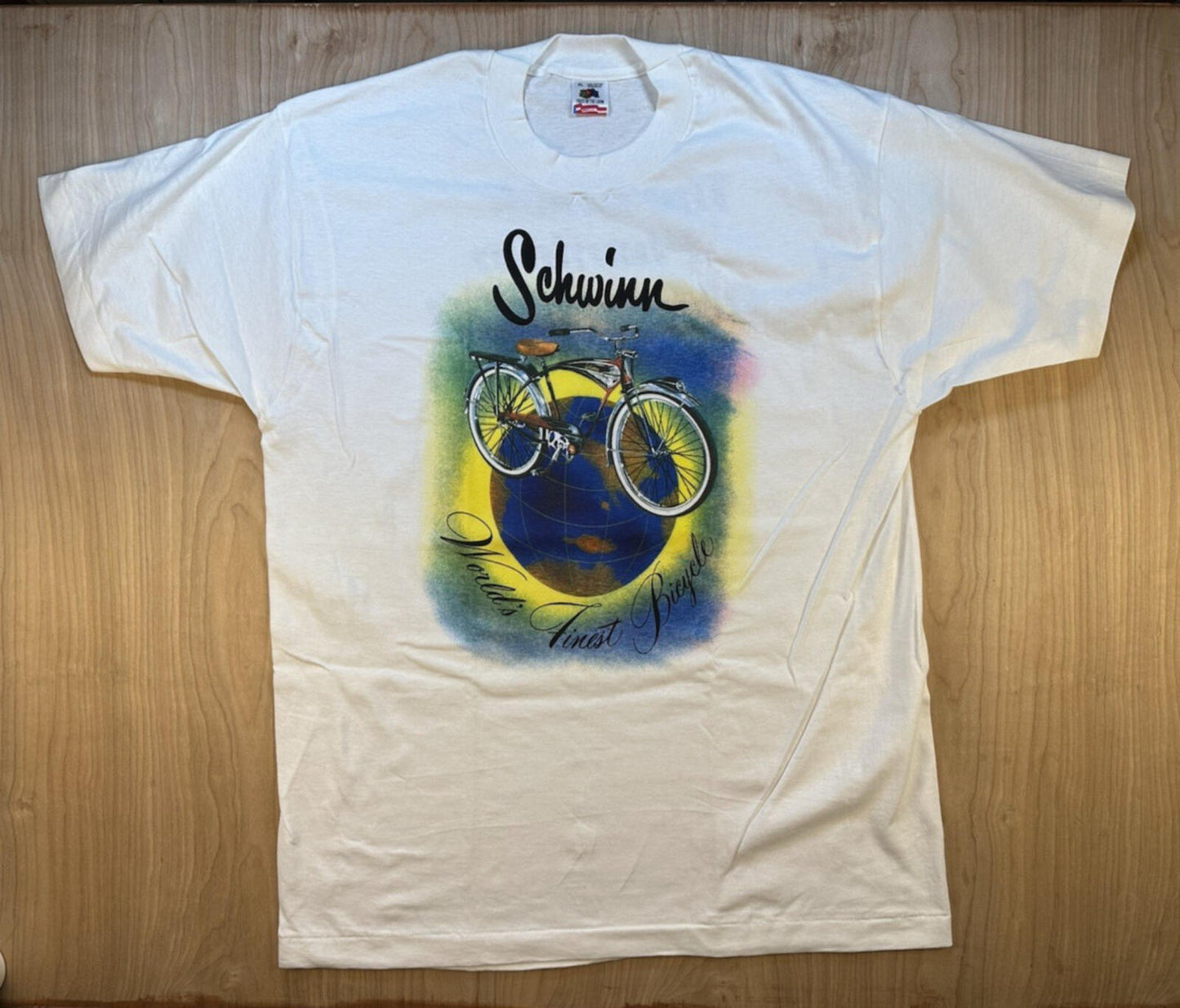 vintage 1990 SCHWINN BLACK PHANTOM RIDES AGAIN t shirt white NEVER WORN biking