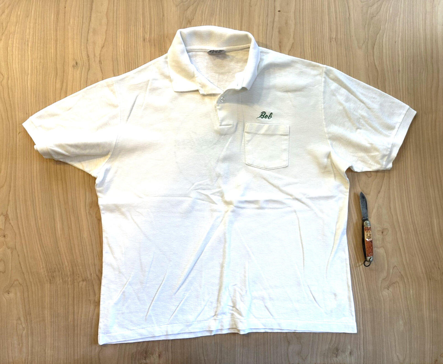 vintage 90's LITTLE SILVER NJ embroidered name WHITE POLO trades work wear