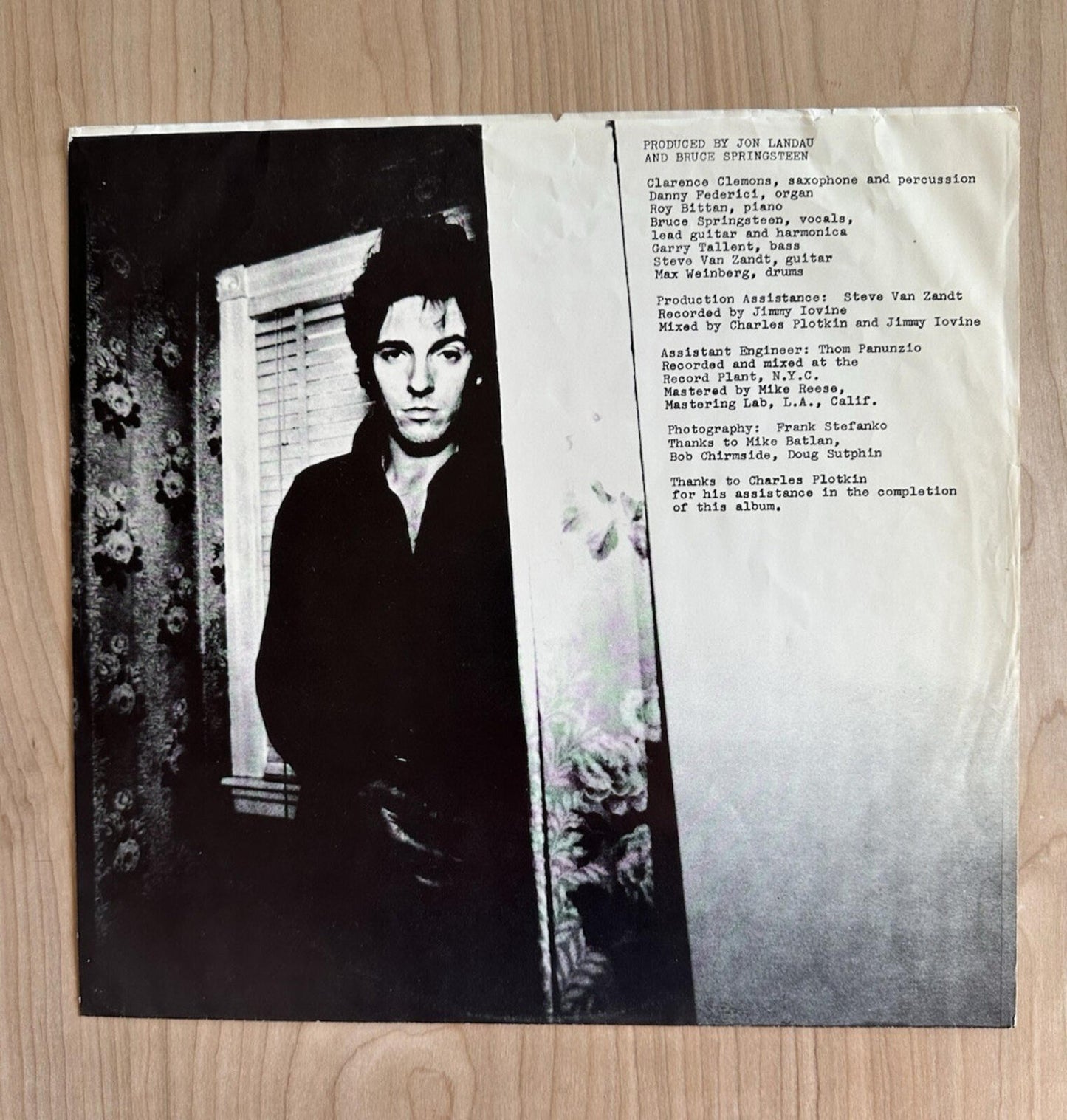 BRUCE SPRINGSTEEN darkness on the edge LP w/ HYPE STICKER lyric sheet DUST SLEEV