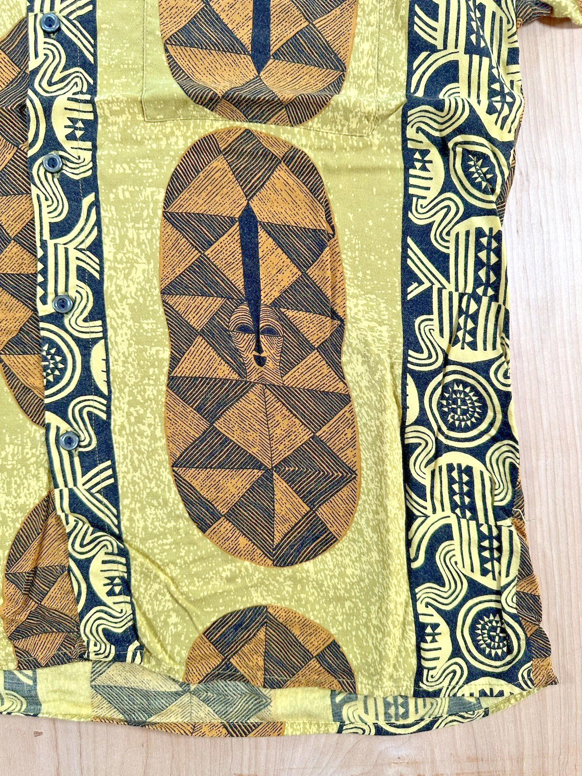 vintage TIKI SHIRT button up HAWAIIAN exotica MEDIUM natural issue by FELDINI